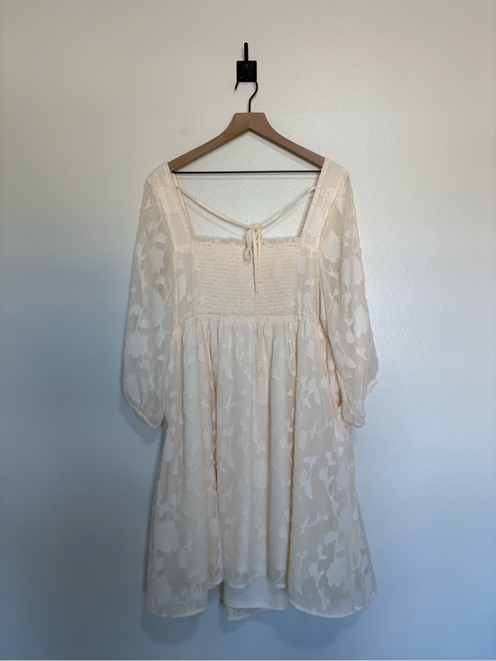 Torrid Floral Square Neck Elastic Waist Tiered A-Line Mini Dress Boho Cream 2X - Picture 7 of 11